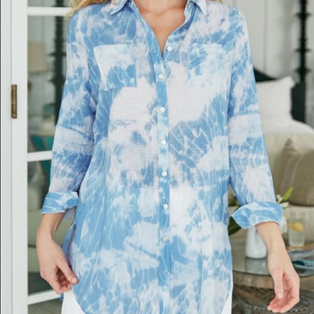 Soft Surroundings Seika Shirt Warm Weather Resort Vacation Top